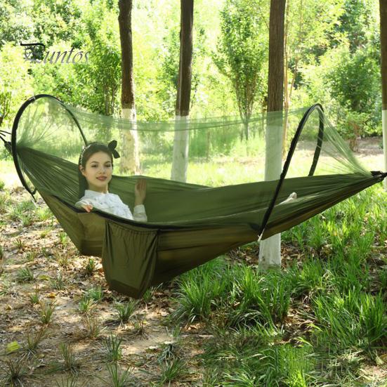 Кемпинговый гамак с сеткой от комаров 200 кг, дышащий, легкий, портативный, одинарный, с ремнями для крепления к дереву, простая установка, гамак для походов в помещении и на открытом воздухе