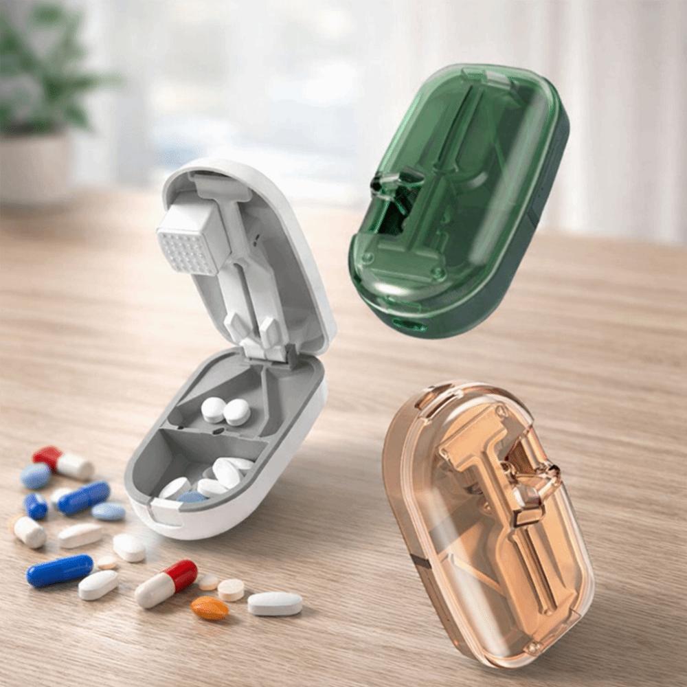 Plastic 2 in 1 Pill Cutter Sealed Pill Storage Box Practical Drug Tablet Organizer For Home Use