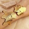 18K Gold-Plated Ginkgo Leaf C-Shaped Stainless Steel Bracelet - Elegant European & American Design