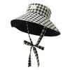 Клетчатая панама с широкими полями, женская летняя шляпа с большими полями, подчеркивающая лицо, маленькая шляпа от солнца, шляпа для защиты от солнца, шляпа-ведро