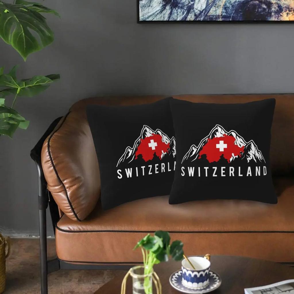 Swiss Switzerland Flag 2 Pcs Square Pillowcase Pillow Cover Cushion Decor Comfort Throw Pillow For Home Car