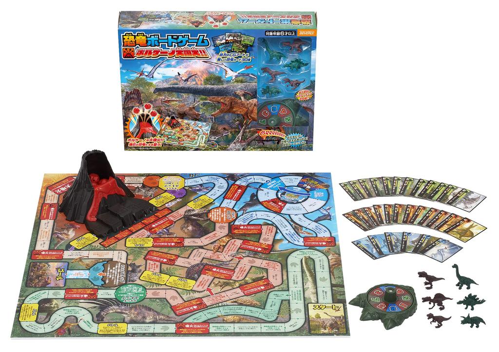 Dinosaur Board Game Volcano Eruption Powerful Cinder Block Attacks Beverly for 2 To 6 People [A Dinosaurs! ]