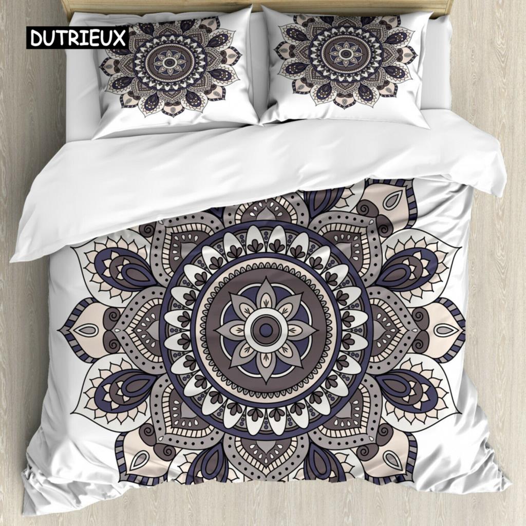 Комплект постельного белья Bohemian Mandala из 2/3 предметов, двуспальное, двуспальное, королевского размера, пододеяльник и наволочка, мягкое постельное белье