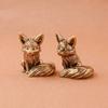 Brass Fox Statue Cute Fox Miniature Figurines Desk Decorations Accessories Copper Animal Sculpture Home Decor Crafts