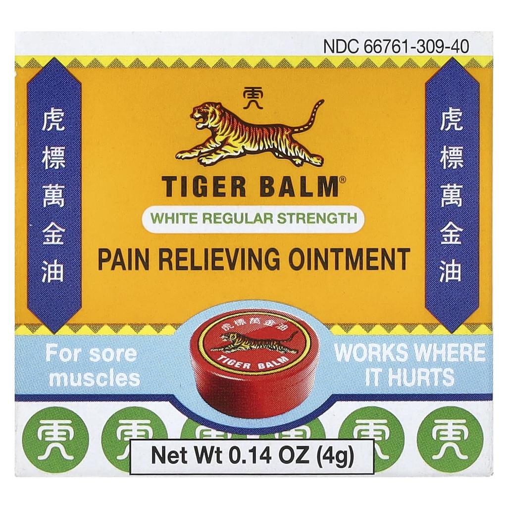 Tiger Balm Pain Relief Ointment, White Regular Strength, 0.14 Oz (4 G)