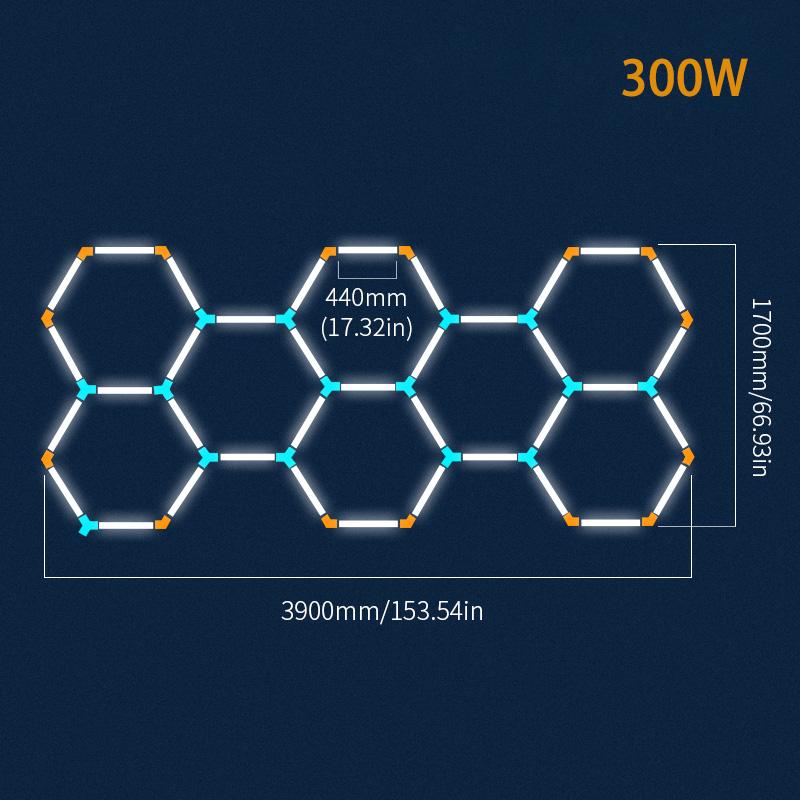 Сотовые светодиодные светильники для гаража, потолочное освещение, AC85-265V, шестиугольные светодиодные трубки для гаража, для автомастерской по ремонту кузовов автомобилей.