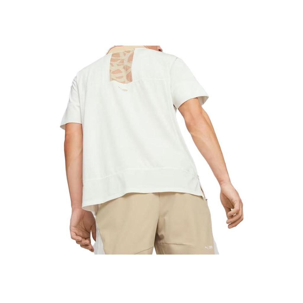 Puma X Ciele Co-Branded Logo Patch V-Neck Short Sleeve T-Shirt Men Tops White 523422-66