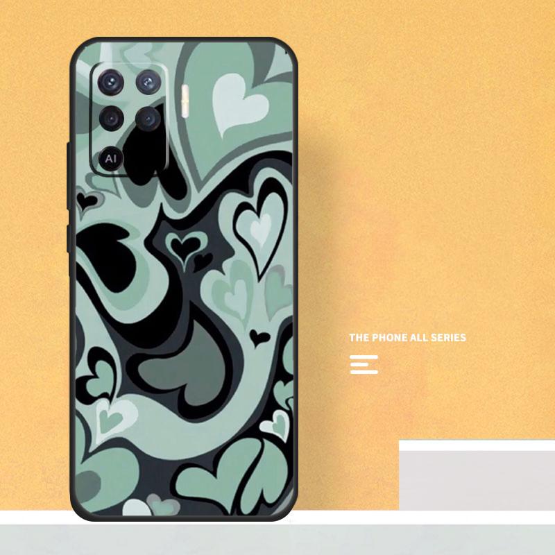 Brown Purple Hearts Swirl Pattern Case For Oppo A5 A6 Pro A16 A76 A96 A17 A57 A40 A60 A80 A98 A58 A78 A18 A38 A54 A74 A94 A15