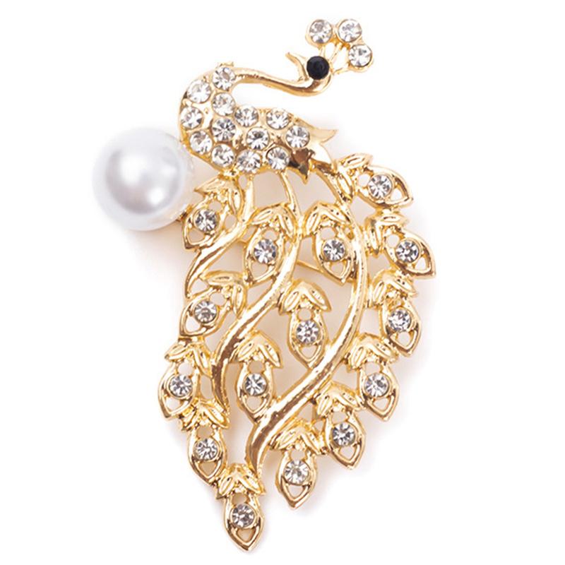 Жемчуг Павлин Животное Корсаж Классическая Брошь Павлин Булавки Для Женщин Банкет Свадебный Бижутерия