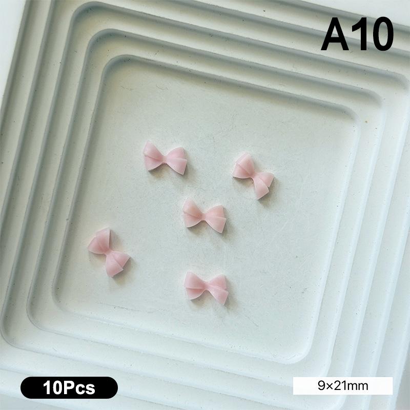 10Pcs Double Layer Bowknot Nail Charms 3D Sweet Ribbon Bows Nail Art Rhinestones Mini Resin Bow Tie Manicure Jewelry Diy Parts