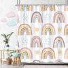 Rainbow Shower Curtain Colourful Cute Bohemian Abstract Print Kids Shower Curtain Polyester Fabric Art Bathroom Decor With Hooks