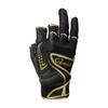Gamakatsu Double Belt Fishing Gloves (3 Cut) GM7303 Black X Gold LL