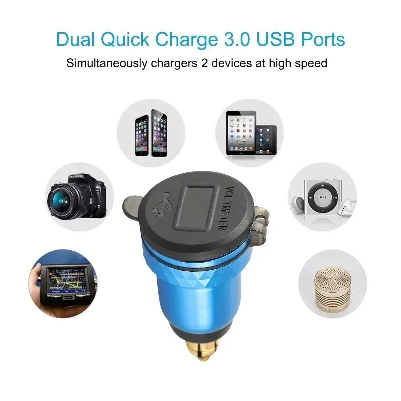 Мотоциклетный алюминиевый DIN Hella Plug Dual USB адаптер для быстрой зарядки светодиодный дисплей для BMW R1250GS G650GS F800 GS GT R1200GS K1200LT