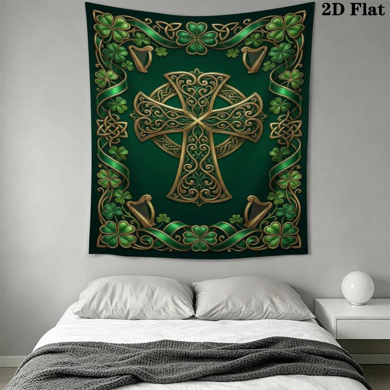 St.Patrick's Day Wall Tapestry Aesthetic Wall Hanging Printed Fabric Blanket Decorative Tapestries for Bedroom Living Room Home Decor