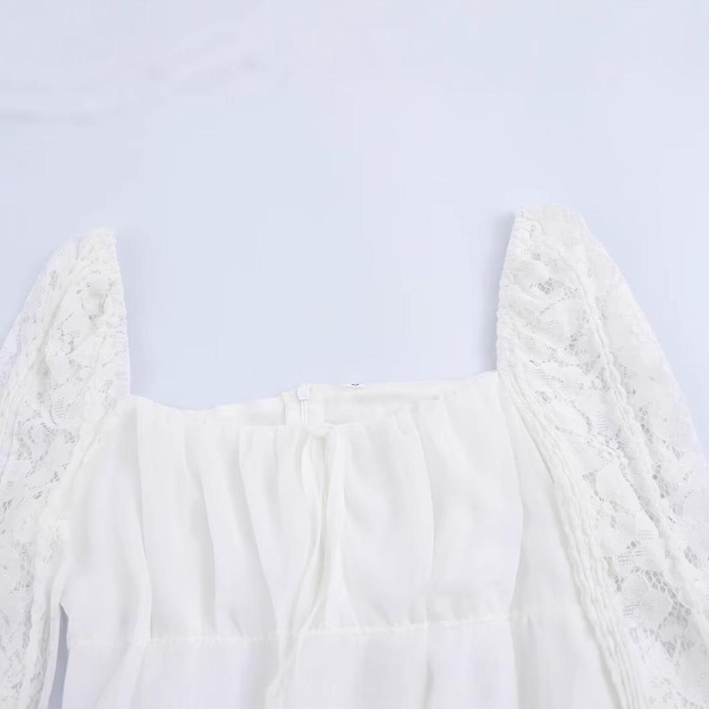 2025 Spring Women's European & American Style Square Neck Long Sleeve Bodycon Dress