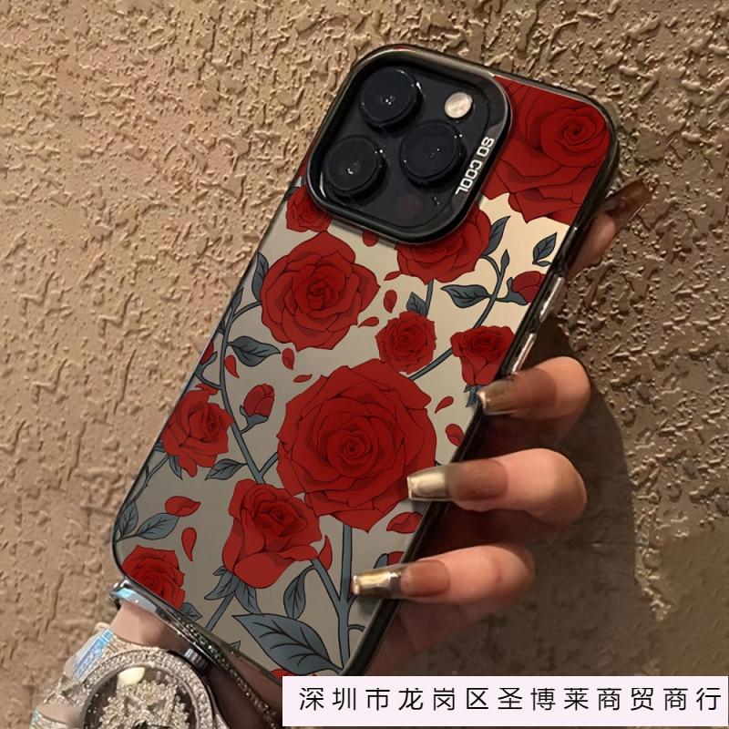 Цветок красной розы подходит для чехла для мобильного телефона Apple 16 iPhone13/14/15 продвинутое ощущение 16promax противоударный 11P