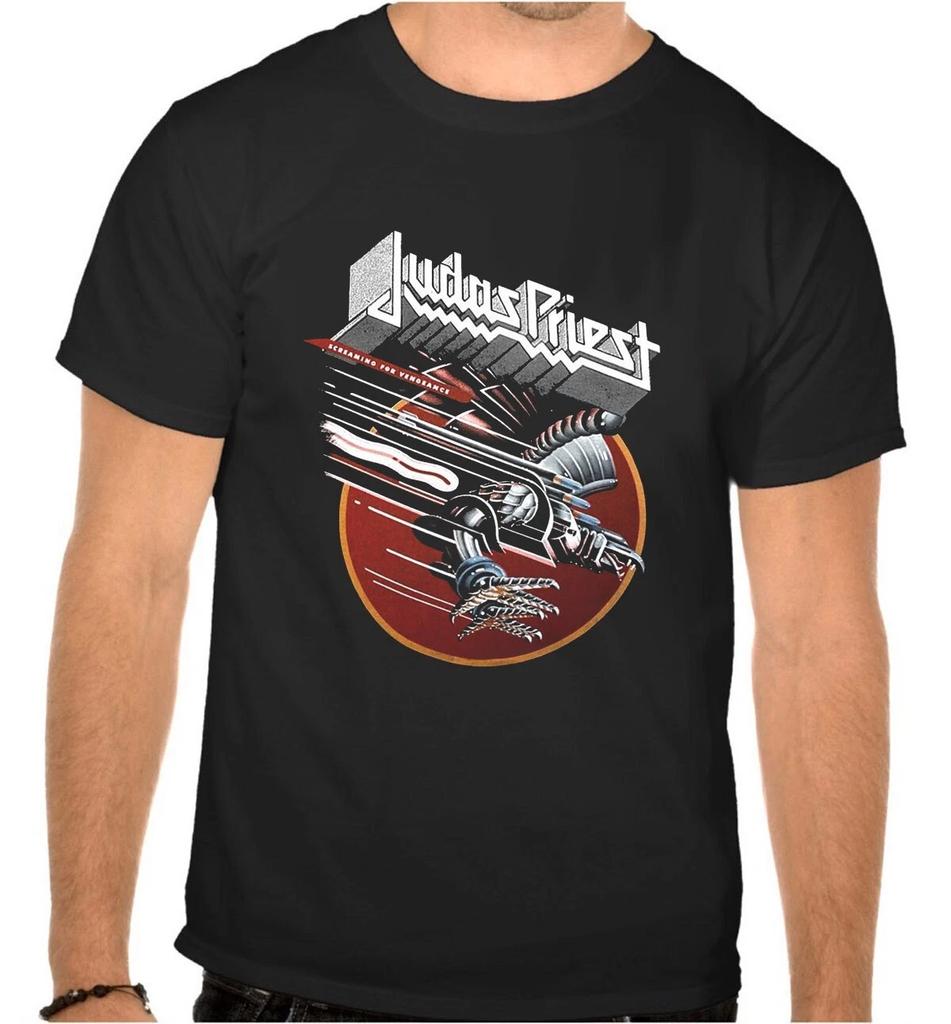 Унисекс футболки 100% хлопок Мужская Женская JUDAS PRIEST РОК-МУЗЫКА ЧЕРНАЯ ФУТБОЛКА -1064-
