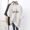 2024 Summer New Fashionable Women's Letter Printed T-shirt Loose Large White Round Neck Fashion Top Women's T-shirt