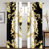 3D Modern Luxury Brand Design Baroque Black Gold 2 Pieces Thin Shading Window Curtain For Living Room Bedroom Decor Rod Pocket