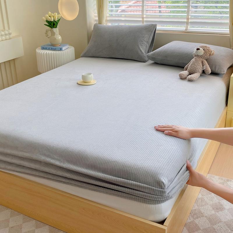 Однотонное покрывало на кровать бархатная простыня на резинке теплое простыня для кровати приятное к коже постельное белье зимние простыни простыня(Наволочка Нужен заказ)