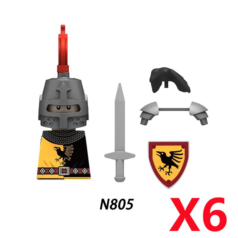 MOC Средневековый Рыцарский Замок Фигурки Конструктор Оружие Волк Мечники Стражник Лук Стрела Щит Флаги Боевой конь Игрушки Подарки S002