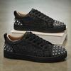 Fashion Black Men's Low Top Board Shoes Men Designer Rivet Bling Punk Board Shoes Fashion Flat Casual Lace-Up Punk Style Cement Ground