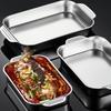 Thickened Stainless Steel Grilled Fish Tray - Square, Suitable for Home and Commercial Use with Induction Cookers