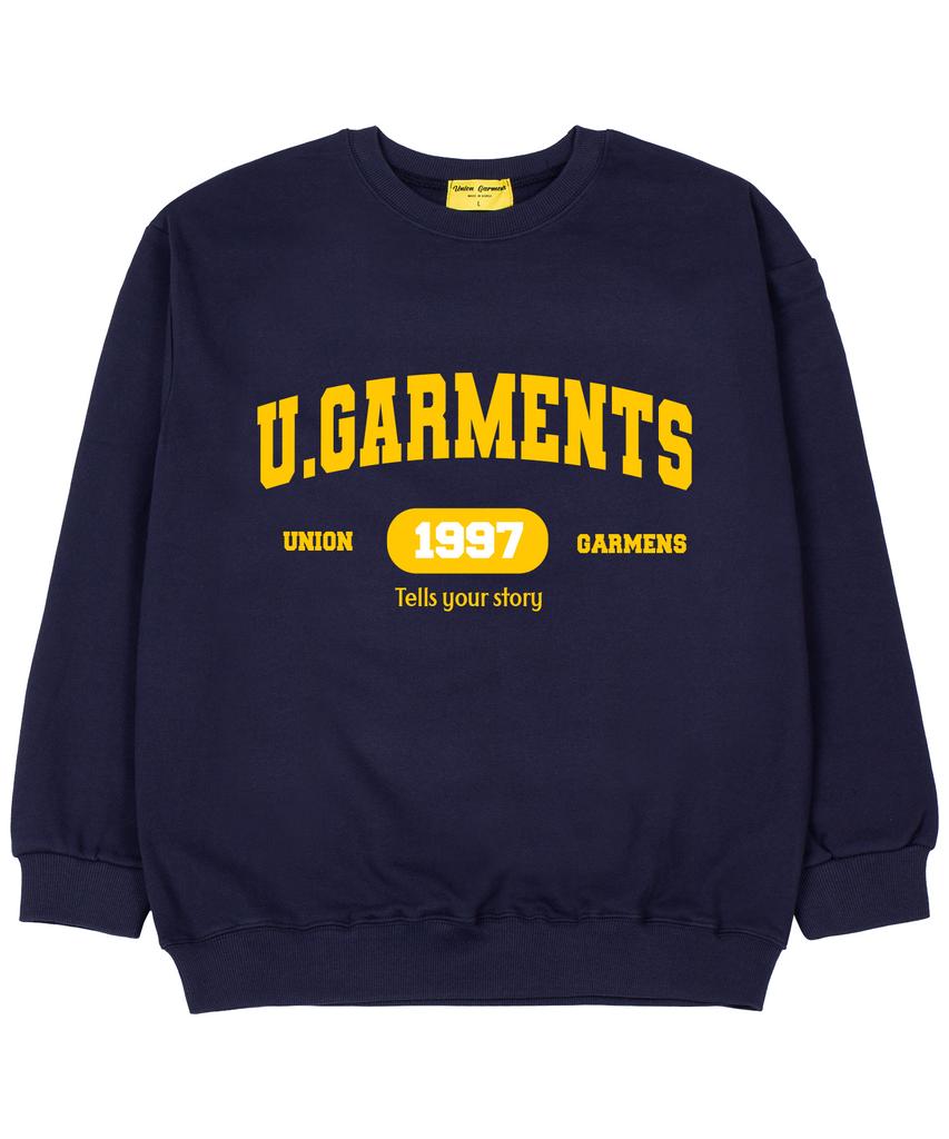 UNION GARMENTS 1997 Arch Logo French Oversized Sweatshirt Navy