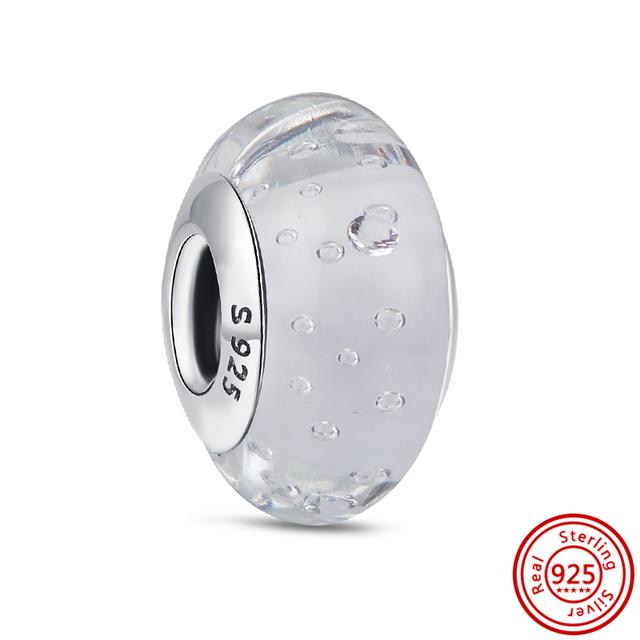 100% стерлингового серебра 925 пробы, прозрачный циркон, снежинка, гербарий, кластер, кулон, бусины, подходят для браслетов, ювелирных изделий