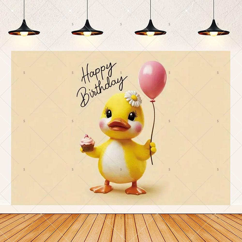 Cute Yellow Duck Theme Background Banner Kids Birthday Party Decorations Photography Backdrop Cartoon Baby Shower Supplies Props