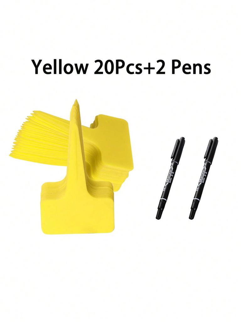 20 шт. этикеток для растений T-типа с гелевой ручкой, водонепроницаемые пластиковые бирки для растений, маркеры для сада в питомнике