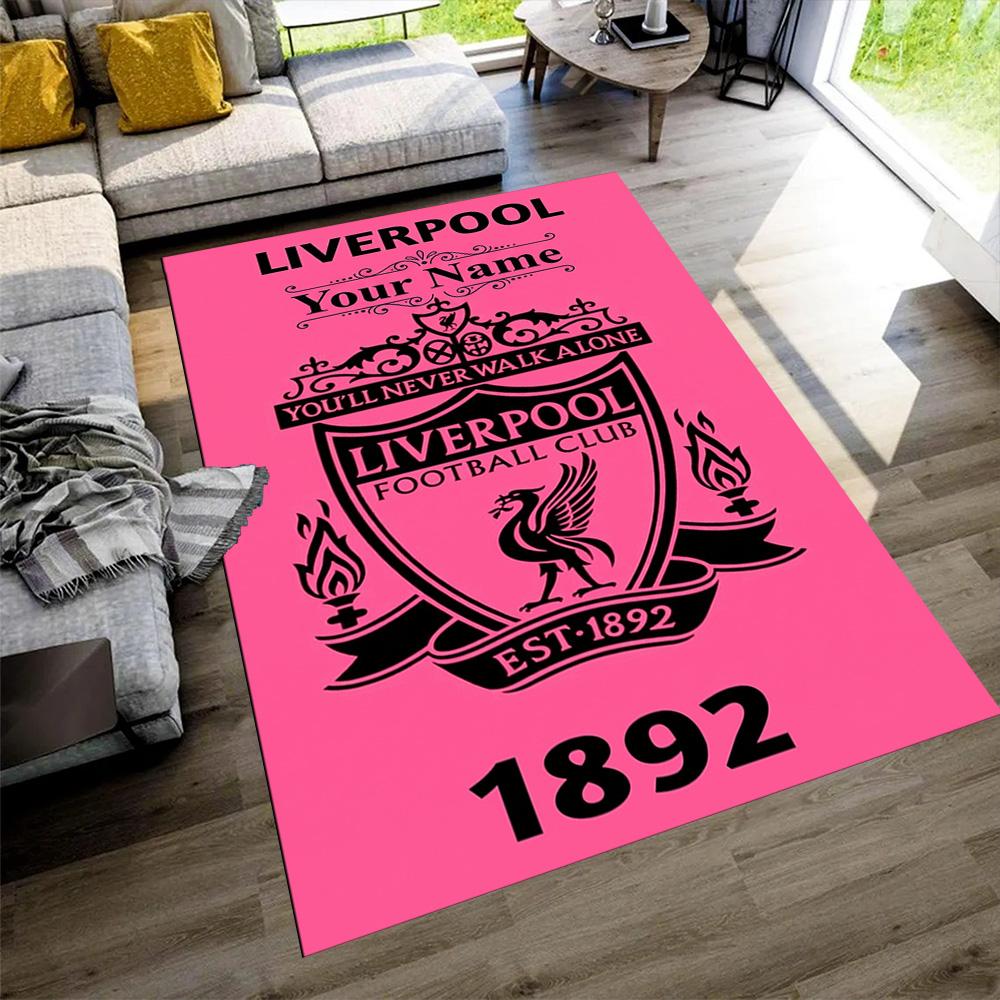Liverpool Customized Name Area Rug Perfect for Game Room Dining Room Dormitory Decorate room Anti-slip Rug Decorate Offices Gift for Festivals