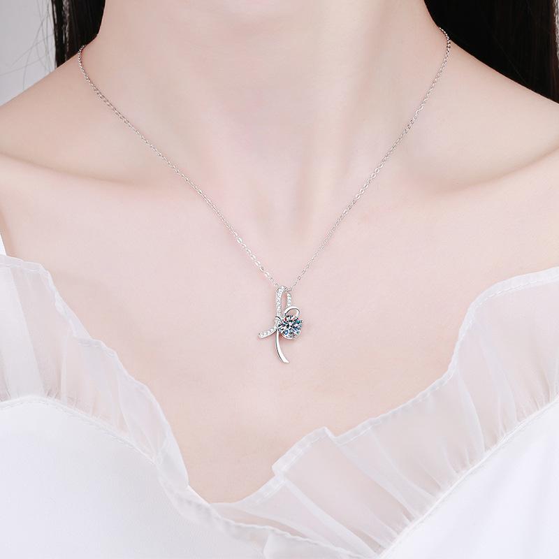 Moissanite Necklace for Woman Wedding Fine Jewely with Certificates Sterling Sliver Plated White Gold Necklace