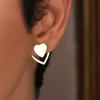 925 Sterling Silver Heart Earrings for Women Punk Vintage Hollow Heart Stud Earrings Wedding Party Jewelry Gift