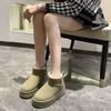 Женские зимние ботинки с толстой подошвой и короткими рукавами, универсальные, с толстым флисом и противоскользящей подошвой, теплая хлопковая обувь