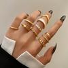 Fashion Jewelry Rings Set Gold Color Hollow Round Opening Women Finger Ring for Girl Lady Party Wedding Gifts