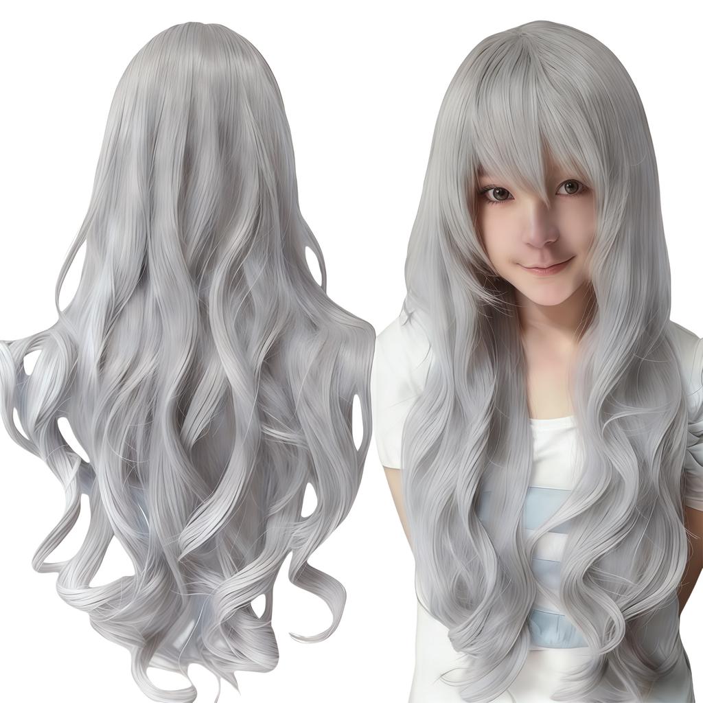 Synthetic Hair Silver-grey Cosplay Wig Suigintou Lolita Hair Curly Anime Wigs Hairpiece Griffith Halloween Costume Wig