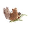 Christmas Squirrel Ornament Foam Plush Squirrel Figurine with Pinecones Branches Furry Forest Animal Hanging Decoration