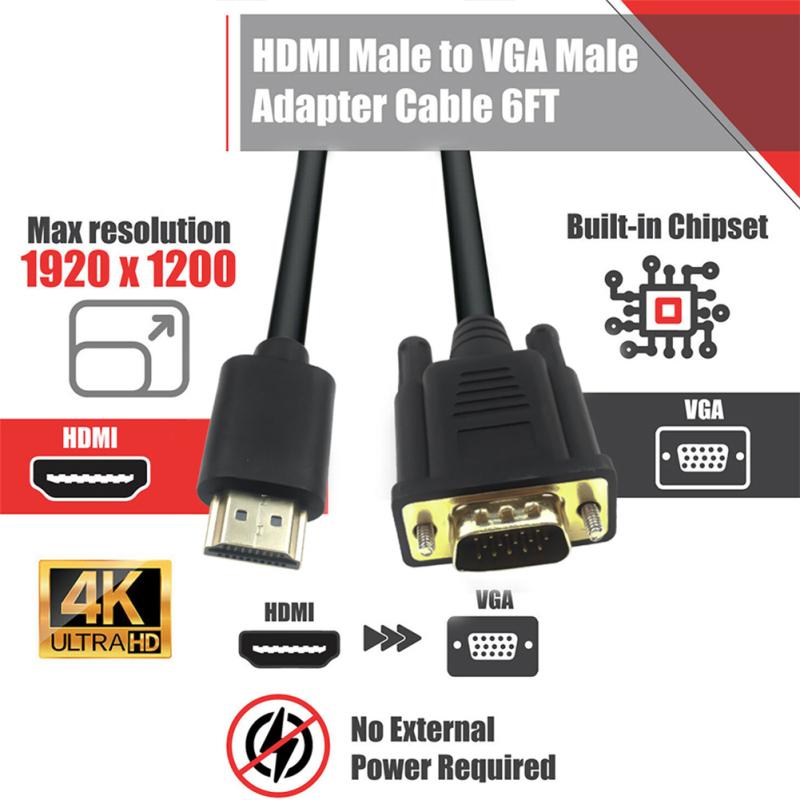 HDMI-совместимый переходник-конвертер кабеля, совместимый с полной системой из ПВХ и VGA