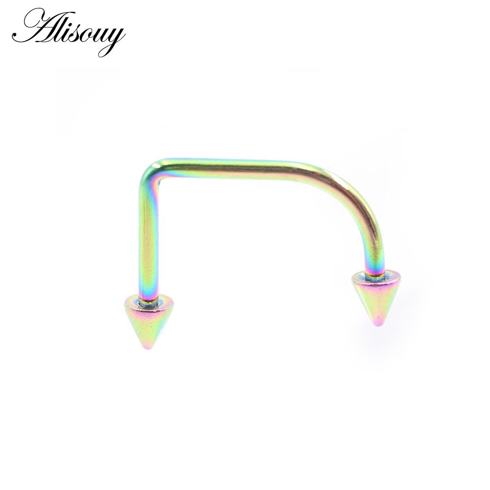 Alisouy 1PC U-образный шип конуса из нержавеющей стали подкова губа лабрет носовые кольца ухо уха серьги Daith Helix пирсинг украшения для тела