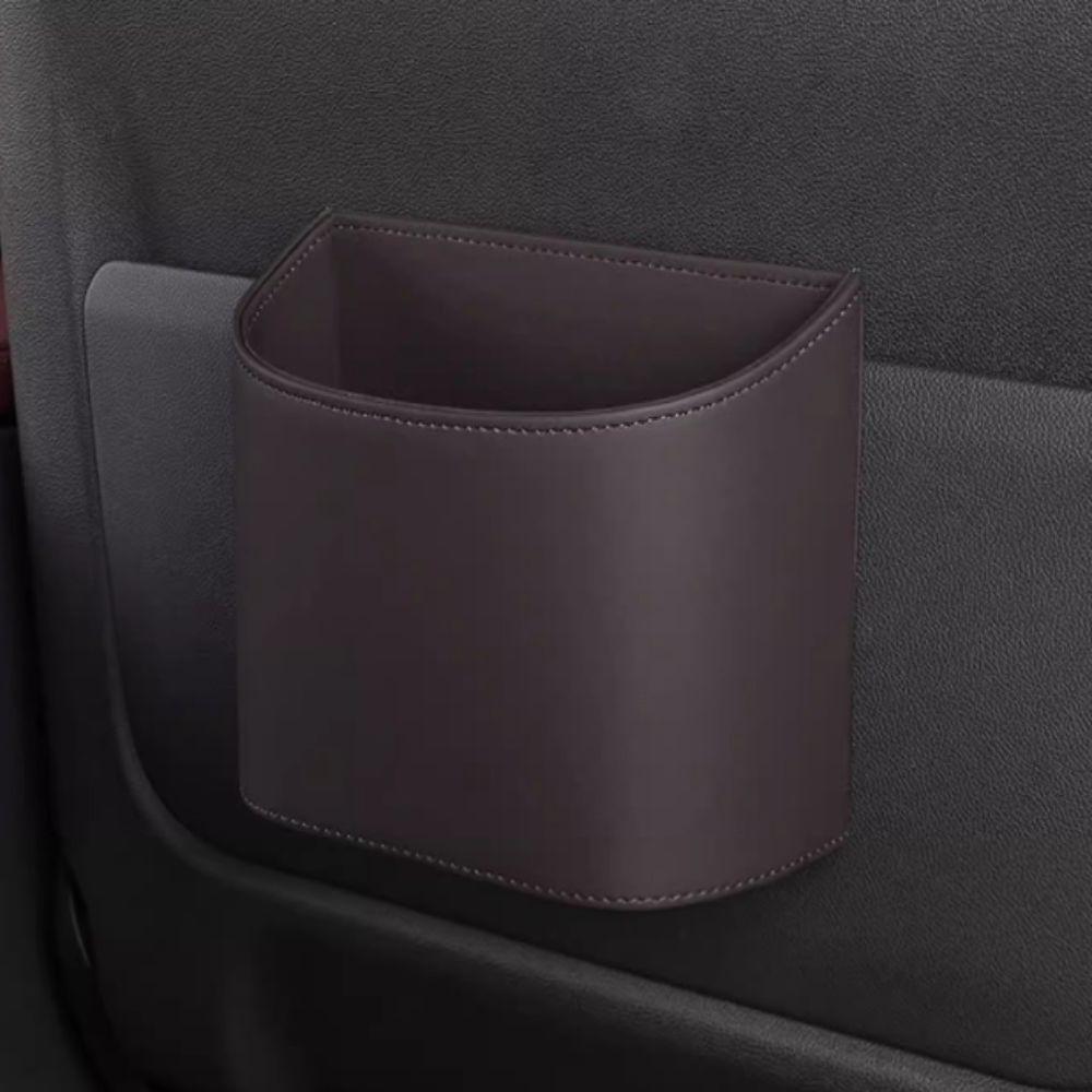 Leather Car Trash Can Waterproof Car Backseat Storage Box Convenient Vehicle Garbage Bin Car Door