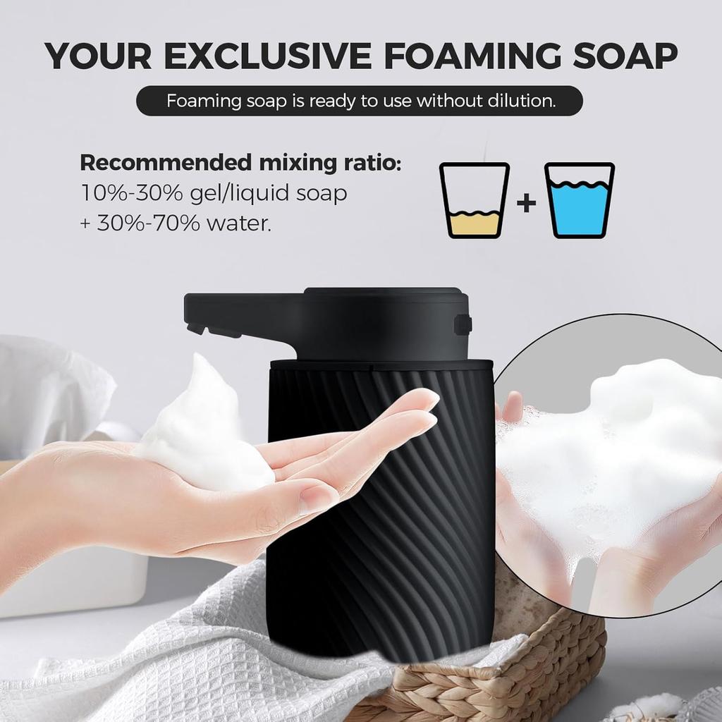 New Touchless Soap Dispenser Rechargeable Automatic Soap Dispenser 300ml with 3 Adjustable Soap Levels Bathroom Kitchen