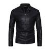 Кожаная куртка для мужчин, мужская кожаная куртка в корейском стиле, воротник-стойка, деловая кожаная куртка на молнии, синяя мужская куртка, модная куртка из искусственной кожи