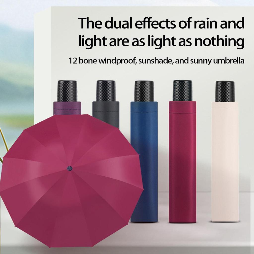 Twelve-Bone Oversized Women's Umbrella: Black UV Protection for Sun & Rain