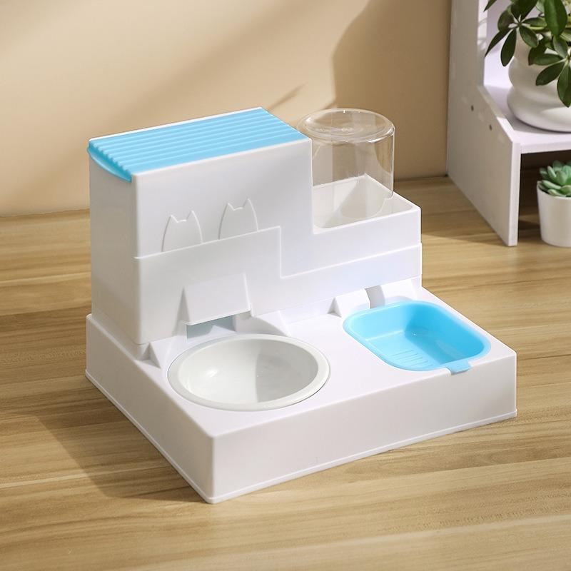Cat Bowl Double Bowl Automatic Drinking Automatic Feeder Cat Food Bowl Dog Food Bowl Drinking All-in-One Cat Food Bowl