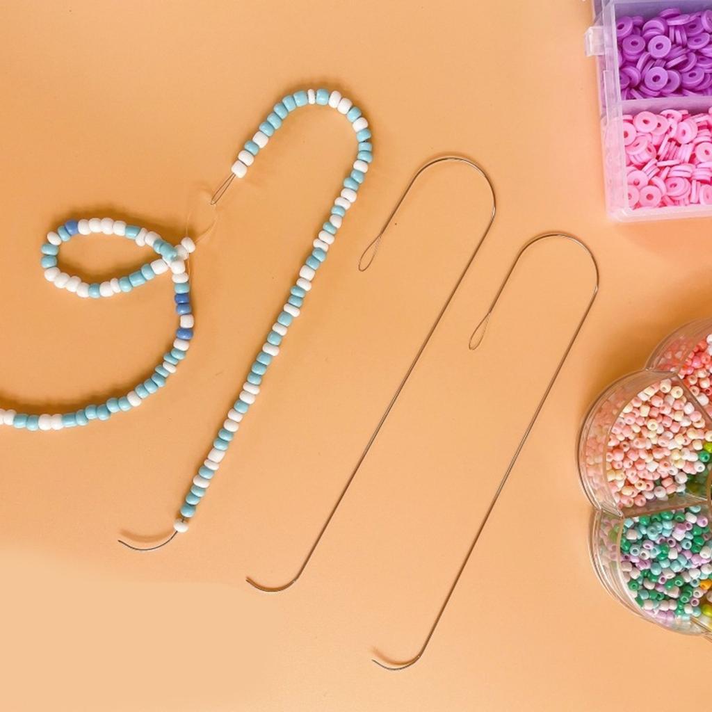 Набор из 6 больших изогнутых игл с большим ушком для бисероплетения и аксессуар-концевик для бусин, разработанный для спиннеров для бисера и создания ювелирных изделий