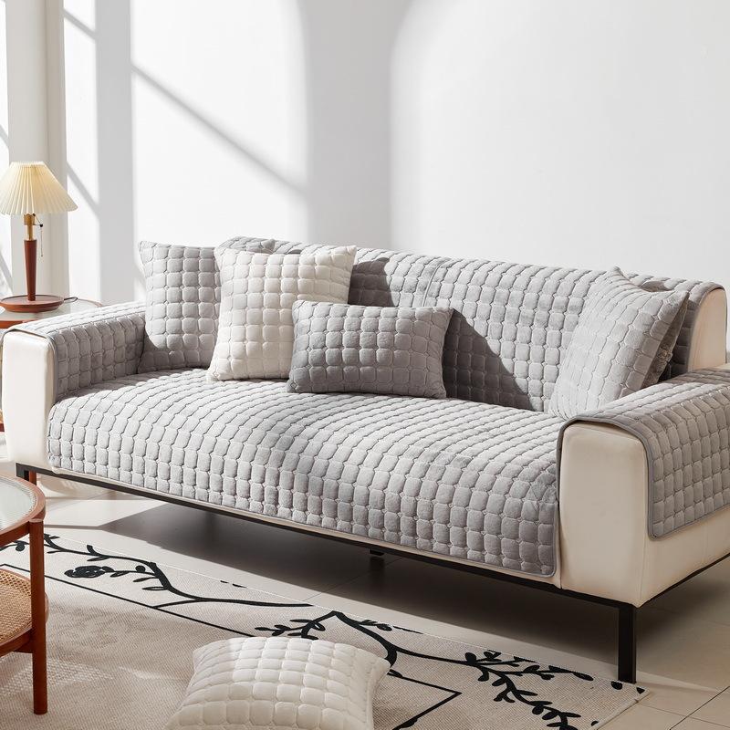 Универсальная плюшевая подушка для дивана на все четыре сезона, плюшевая кожа, нескользящая, утолщенная подушка, простой современный всеобъемлющий чехол на диван