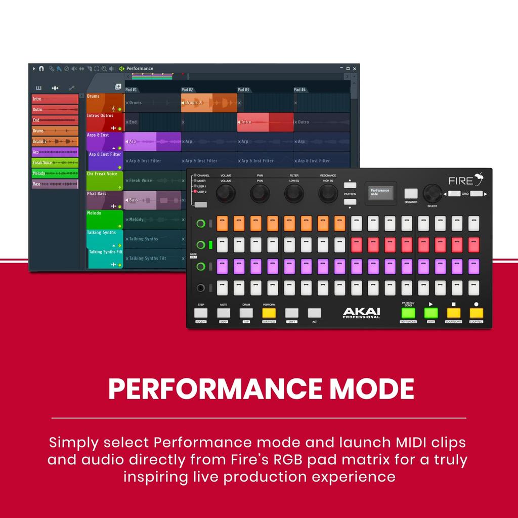 Akai Professional USB MIDI Controller for FL Studio 64 Pads RGB Clip Drum Pad Matrix Included FIRE Controller Only [Controller Only/No Software]