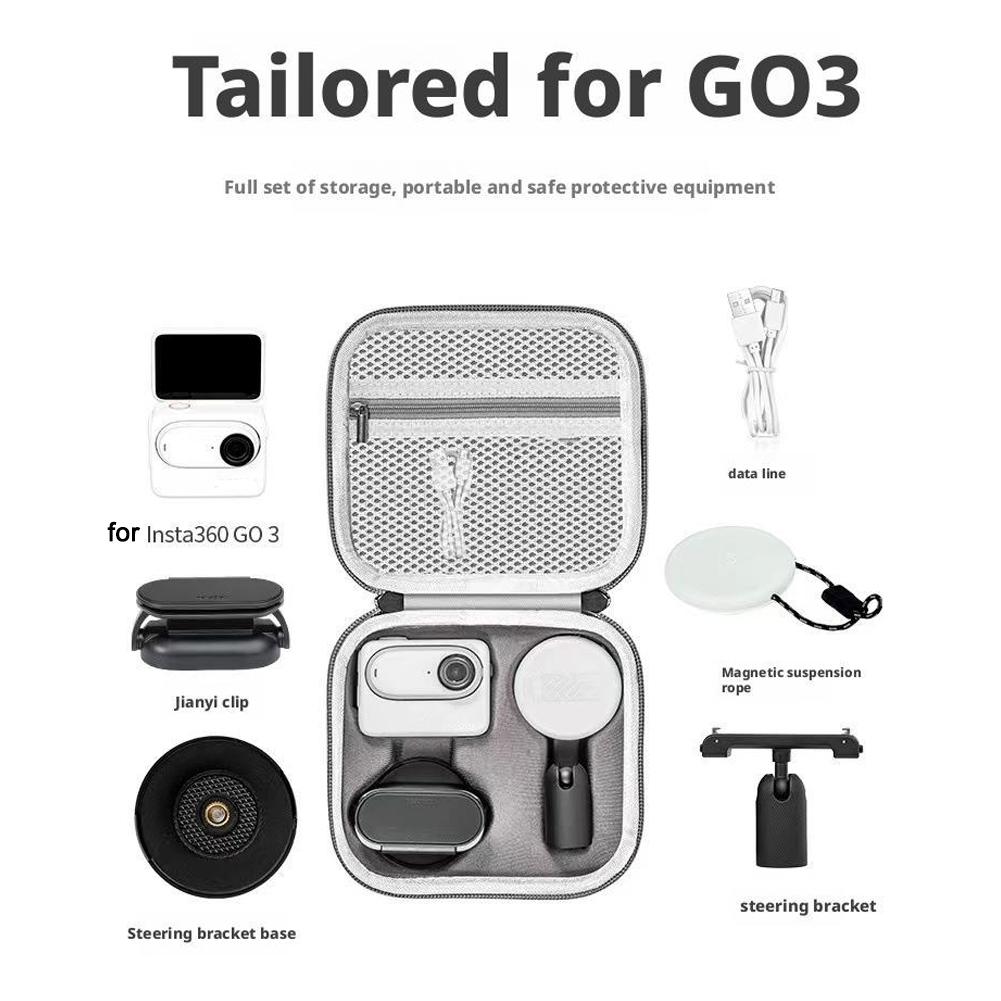 Для Insta360 GO3 Серый Мини Чехол Сумка Коллекция EVA Портативный Дорожный Хранение Водонепроницаемый Бокс для Камер Insta360 GO3S Аксессуары