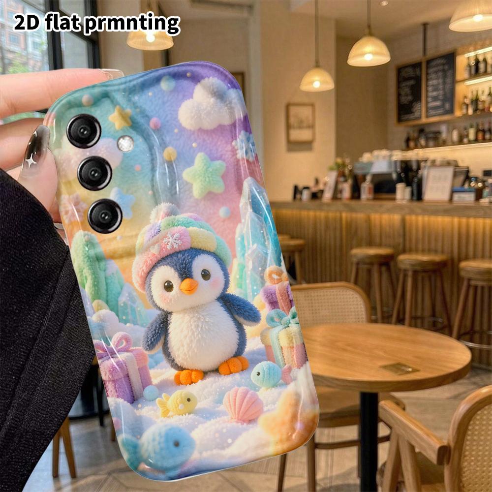 Phone Case: 2D flat, suitable for Samsung Galaxy A34 A35 M05 M06 S20 S22 S21 FE Plus 5G protective case, cute little snow penguin, perfect Christmas a